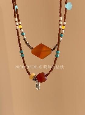 晚睡的桔梗I玛瑙串珠项链