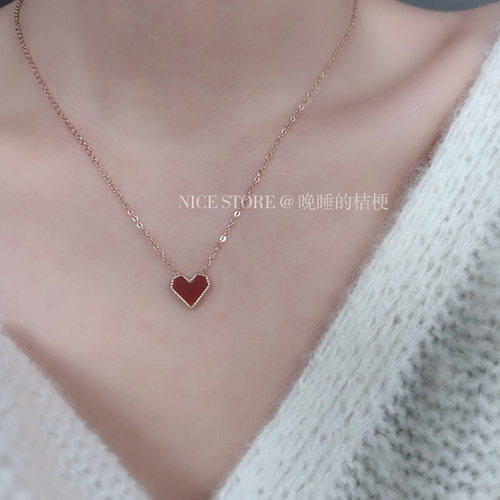 晚睡的桔梗｜钛钢项链爱心项链