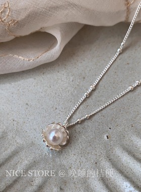 晚睡的桔梗I高级感贝壳珍珠项链