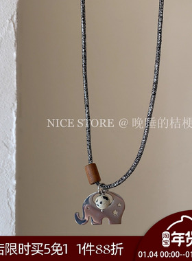 晚睡的桔梗「傣茵」新中式复古百搭大象星星毛衣链小众长T恤项链