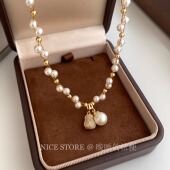 晚睡 桔梗「落蒂」轻奢小众编织珍珠花生项链精致正圆百搭锁骨链