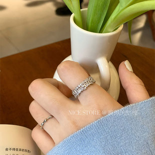 晚睡的桔梗「糖心冰晶」韩国小众锆石开口戒指简约百搭素圈食指戒