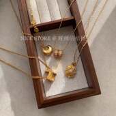 售完无补「馥新」新中式 沙金鸢尾花葫芦招福国风复古项链套组