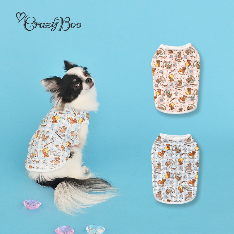 可吉步baby日本宠物服装小熊木马幼犬狗猫背心约克夏小奶狗满月礼