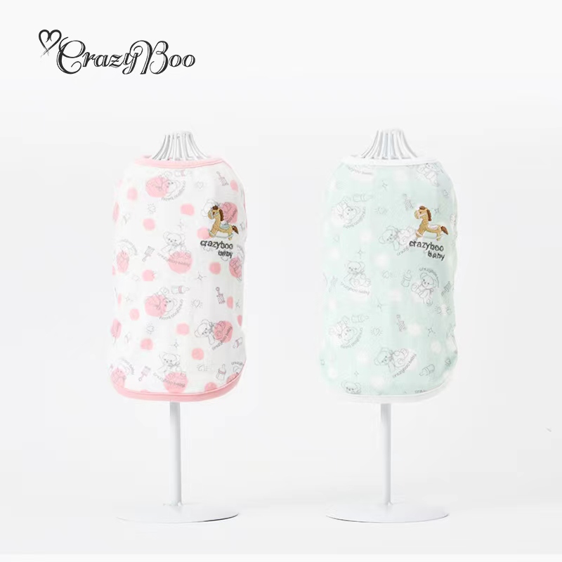 可吉步baby日本宠物服装幼犬 熊宝丝绒背心 约克夏小奶狗满月礼