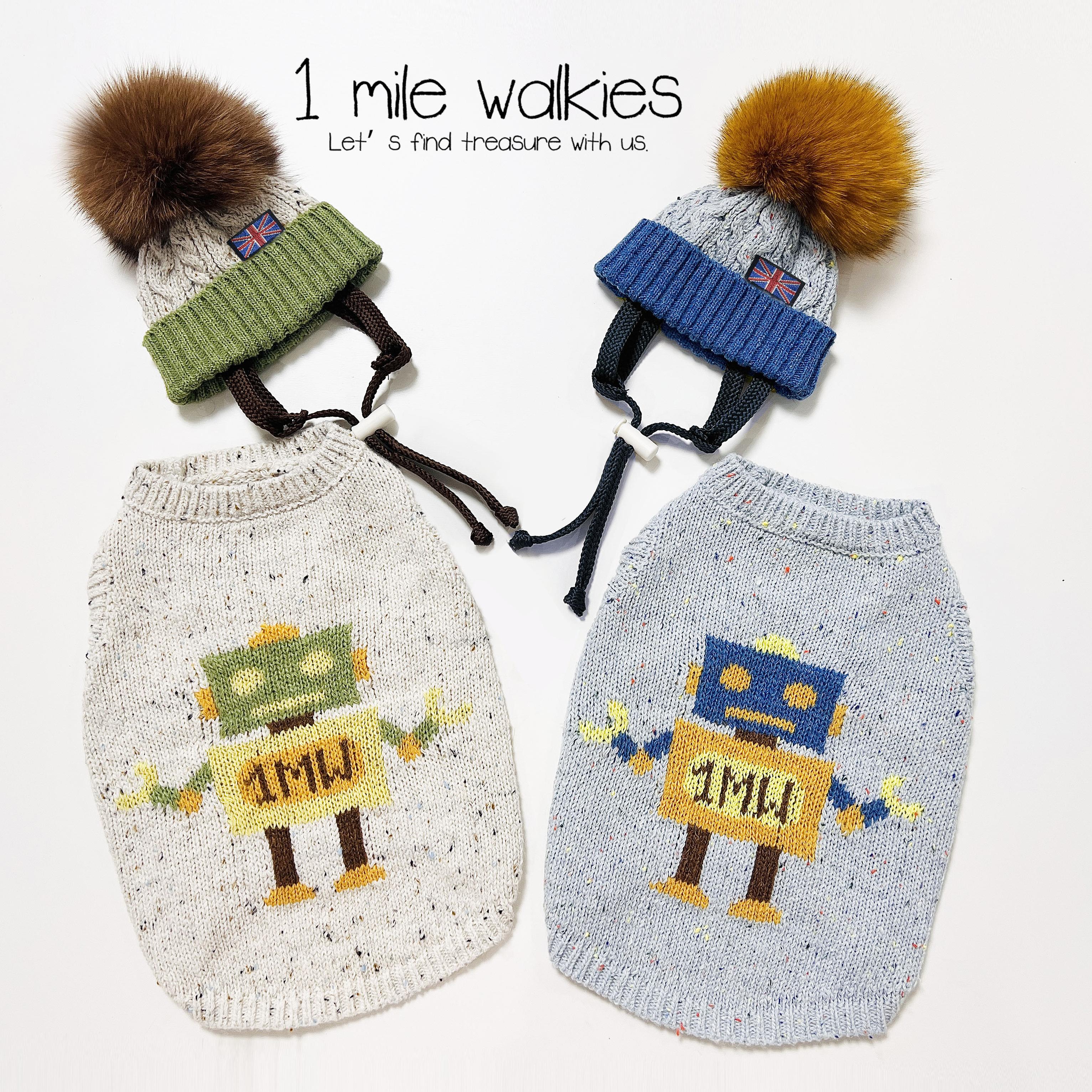 遛英哩1 Mile Walkie日本品牌宠物服装 机器人复古手织感毛衣背心