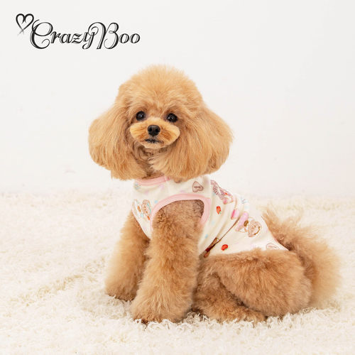 可吉步 Crazy Boo日本品牌宠物服 丝绒小熊背心 软fufu毛绒马卡龙