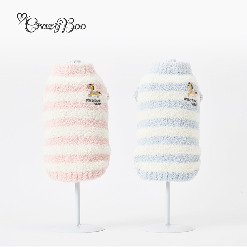 可吉步baby日本宠物服装 幼犬棉花糖条纹背心 约克夏小奶狗满月礼