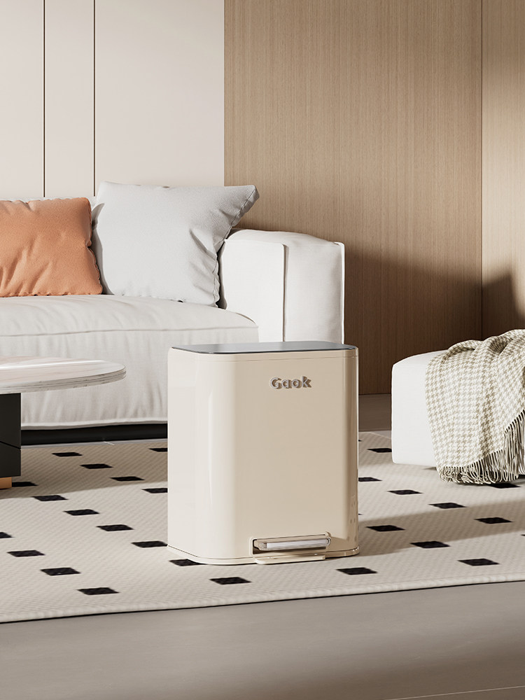 GAOK大容量厨房垃圾桶别墅大号不锈钢带盖脚踩户外免弯腰轻奢酒店