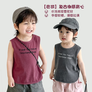 阿小轩童装夏季新品【巴可】男童高级潮酷背心儿童清凉无袖T恤