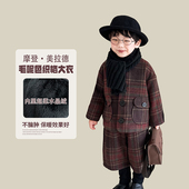 男童韩范两件套 儿童外套加绒加厚套装 阿小轩腔调毛呢2025冬季 新品