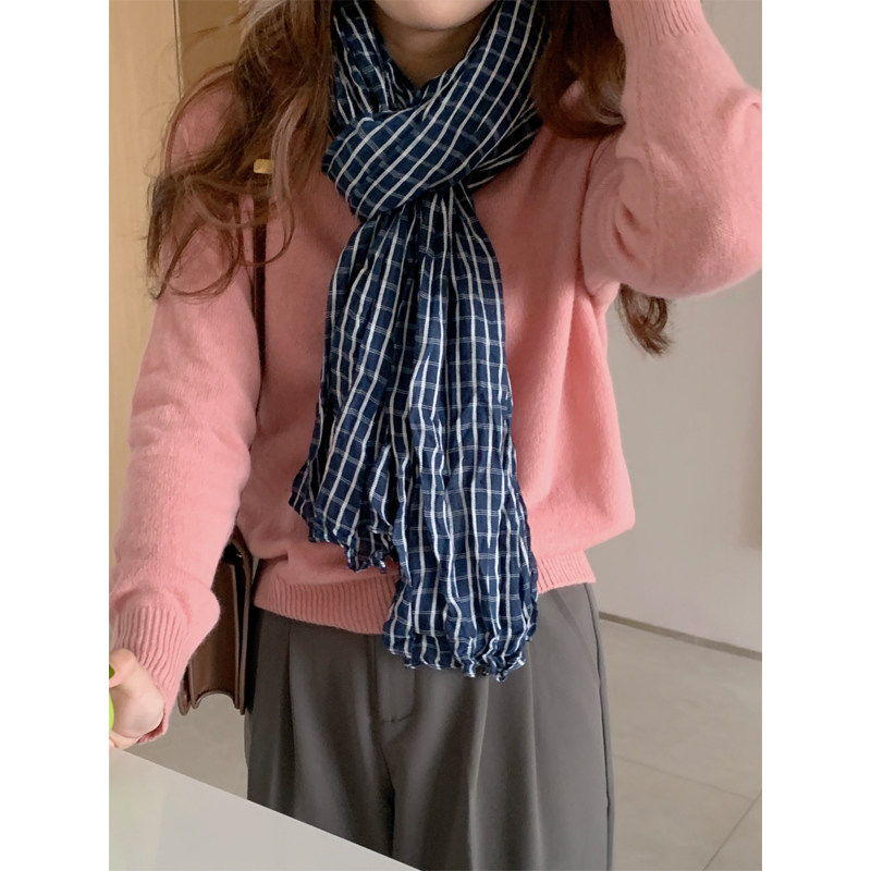 冬季保暖格子围巾披肩女  染匠春秋校园情侣男女款长方形棉布围巾