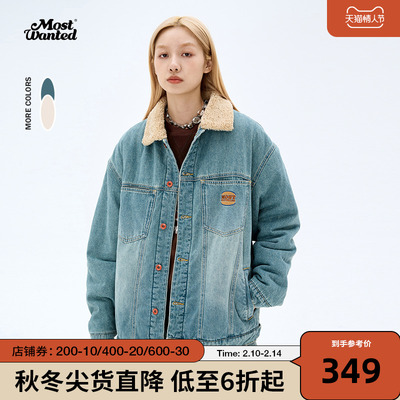 taobao agent Warm retro denim demi-season down jacket, couple clothing for lovers