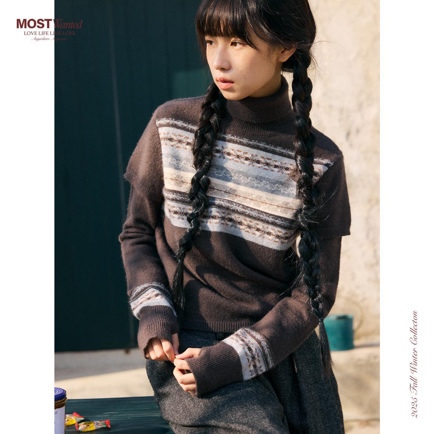 mostwanted费尔岛复古北极绒假两件毛衣女款2025新款冬季外套