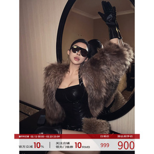 福尔尼斯悦 貉子毛大毛领皮草女2025冬季新款短款贵气感毛毛外套