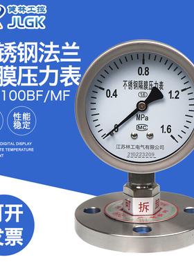 法兰隔膜压力表YTP100BF/MF DN25 DN40 DN50不锈钢耐震膜片压力表