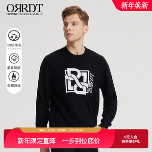 毛衣A09D2237 男秋冬新款 ORRDT澳林丹顿男装 潮流图案圆领羊毛衫