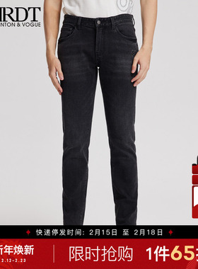 ORRDT澳林丹顿潮流黑色磨毛牛仔裤男秋冬新款直筒裤男A37E2449