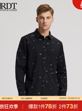 ORRDT澳林丹顿男装休闲字母长袖衬衫男2025年春新款上衣A03E2443