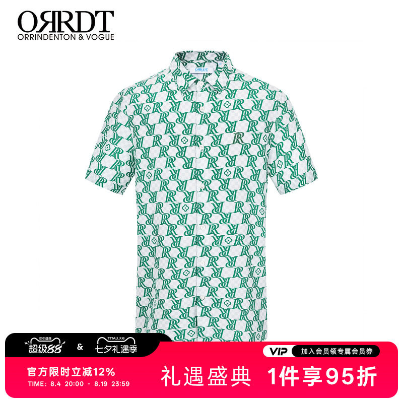 ORRDT男士夏季短袖字母衬衫