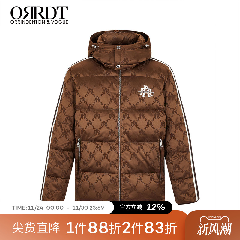 ORRDT澳林丹顿秋冬新款老花羽绒服男士连帽休闲保暖外套A25G2867