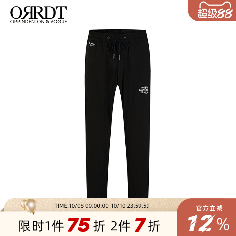 ORRDT澳林丹顿男装黑色时尚百搭休闲裤男2025年春夏款运动裤A47D1