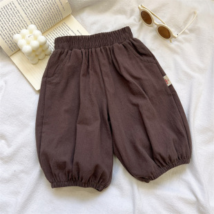 2026男童棉麻短裤夏季新款女孩薄款纯棉a类七分运动裤宝宝短裤子