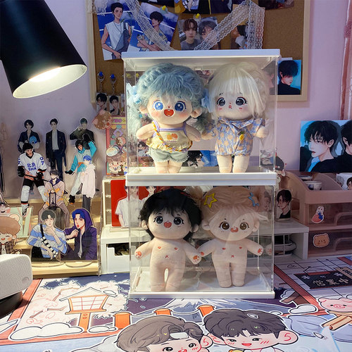 棉花娃娃收纳盒透明展示防尘叠加