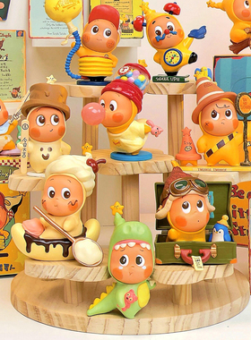 星星人展示盒适用泡泡玛特收纳盒娃娃置物架木质盲盒手办分层阶梯