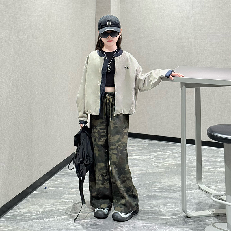 女童外套夹克春装2026新款中大童儿童洋气韩版春秋时尚牛仔上衣潮