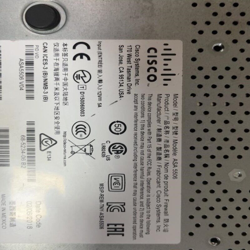 【议价】议价CISCO思科ASA5506-X 8口全千兆硬件防火墙