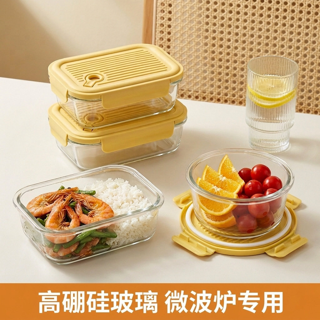微波炉专用高硼硅玻璃饭盒带盖