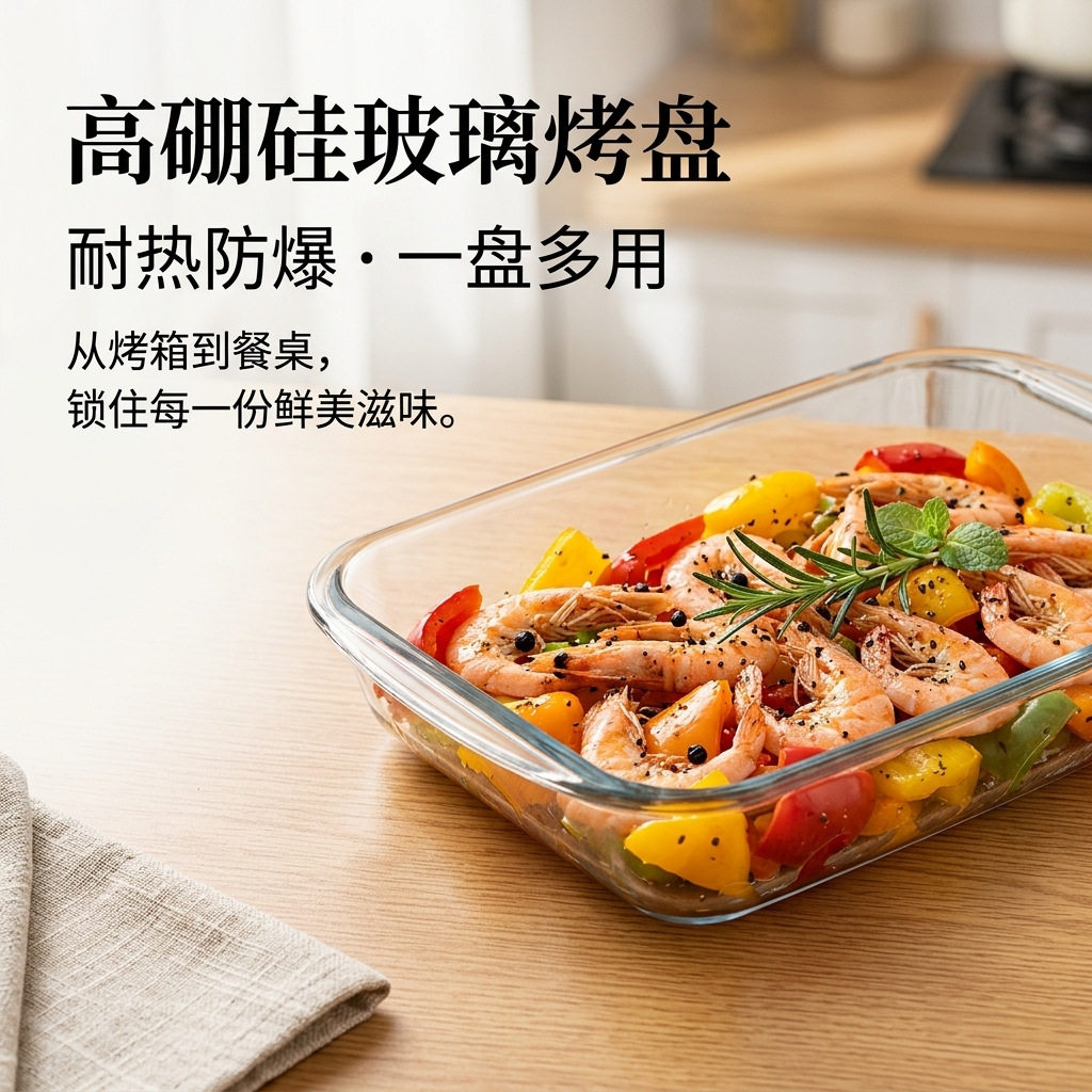 高硼硅玻璃长方形鱼盘耐高温蒸烤