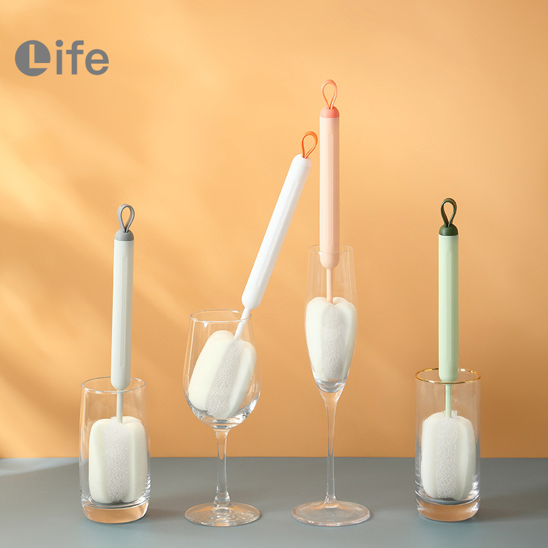 莫兰迪撞色杯刷创意海绵清洁刷家用奶瓶刷无死角长柄杯子清洁刷子