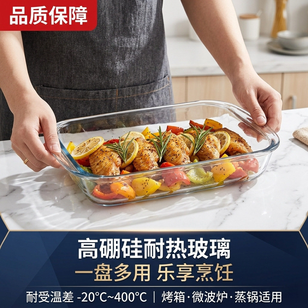耐热玻璃鱼盘烤盘家用大容量焗饭