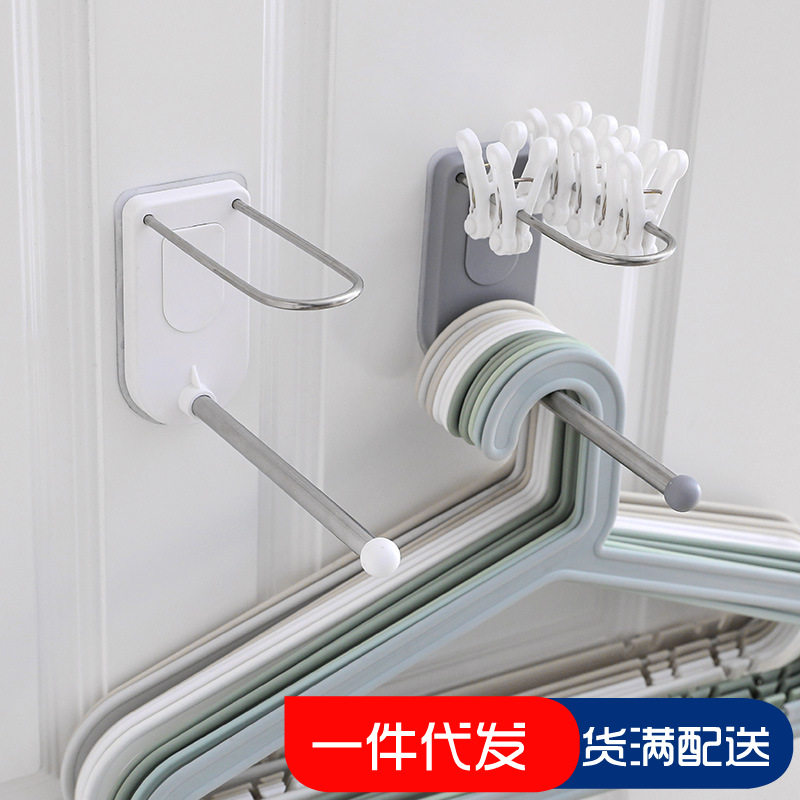 全新升级省空间无痕衣架收纳挂强粘贴挂架防水防潮墙壁粘钩不锈钢