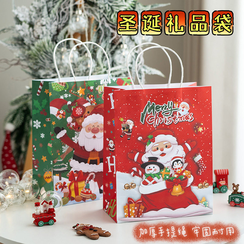 圣诞节手提牛皮纸礼品袋红色圣诞