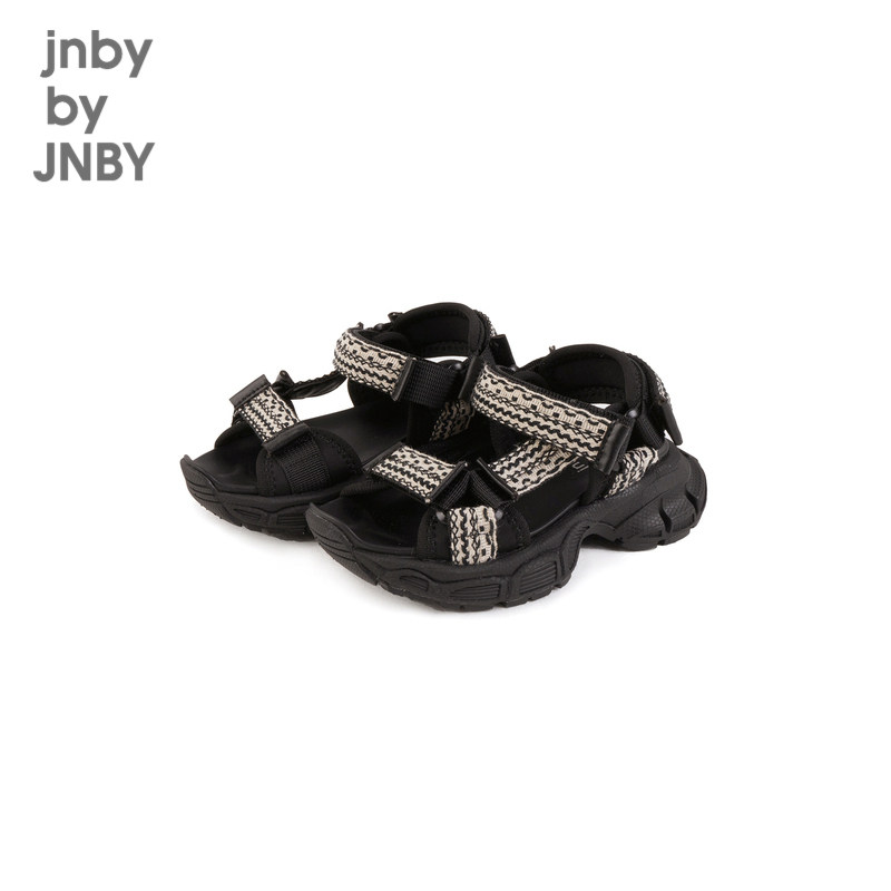 江南布衣童装露趾凉鞋条纹魔术贴休闲夏男女童儿童童鞋jnbybyj