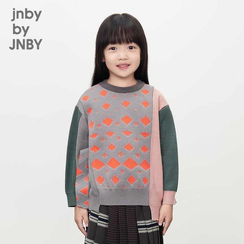 江南布衣童装秋冬绵羊毛拼接毛衣圆领套头保暖女童儿童jnbybyj