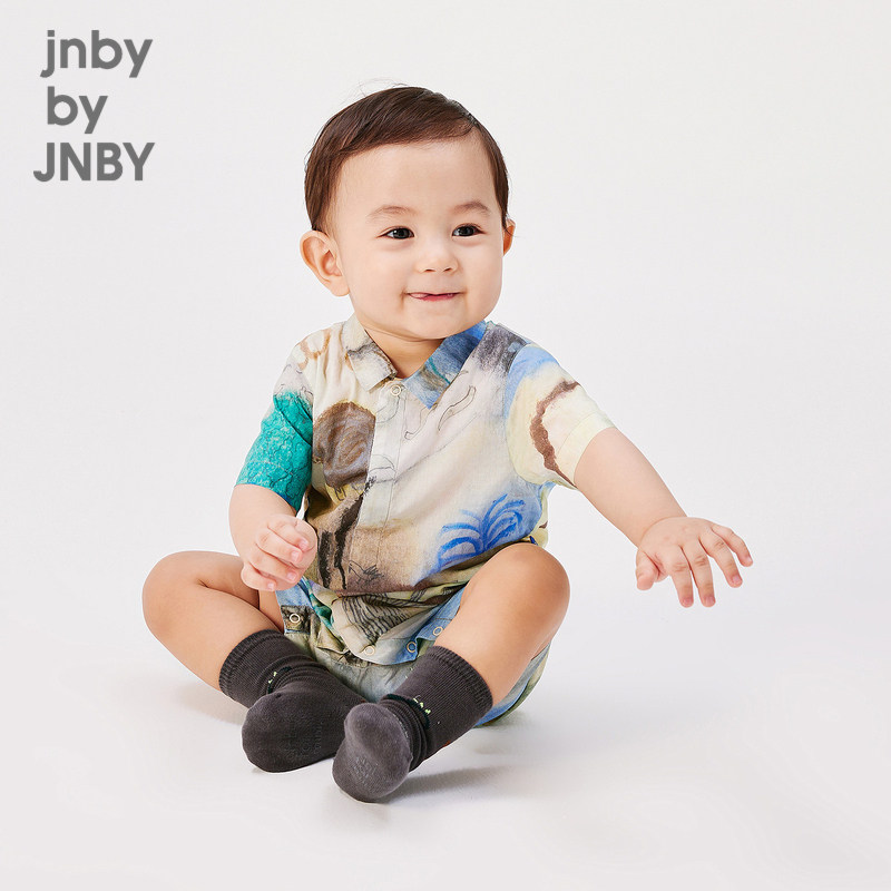 江南布衣婴童短袖外出连体衣轻薄原创印花夏男童婴儿jnbybyjn