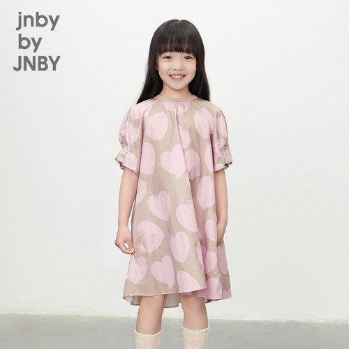江南布衣童装纯棉连衣裙A字裙爱心图案休闲夏女童儿童jnbybyjnby