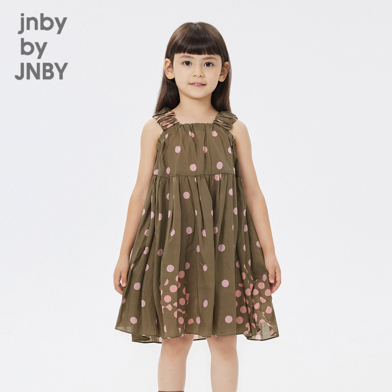 江南布衣童装春夏波点印花吊带连衣裙轻薄裙子女童儿童jnbybyj