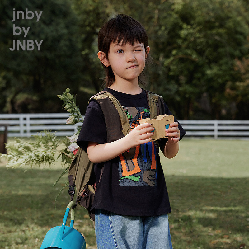 新款江南布衣童装宽松H型短袖T恤清爽25夏男女童jnbybyjn