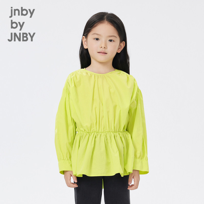 江南布衣童装长袖衬衫收腰圆领气质设计感棉女童儿童jnbybyjn