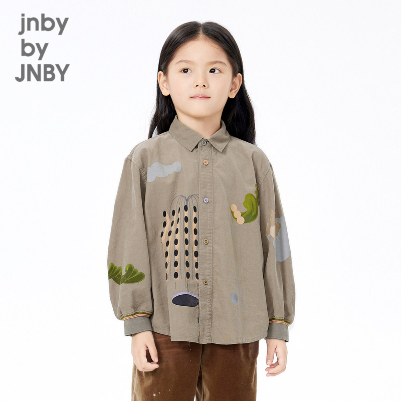 江南布衣童装春夏长袖衬衫原创印花宽松休闲男女童儿童jnbybyj