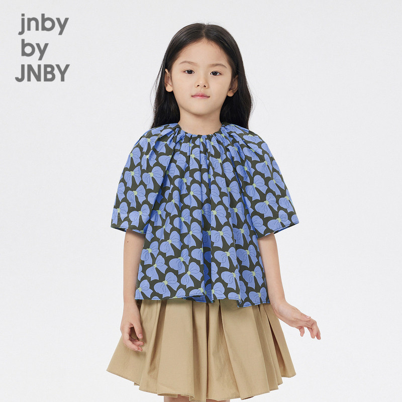江南布衣童装春夏衬衫蝴蝶结花苞短袖抽褶可爱女童儿童jnbybyj