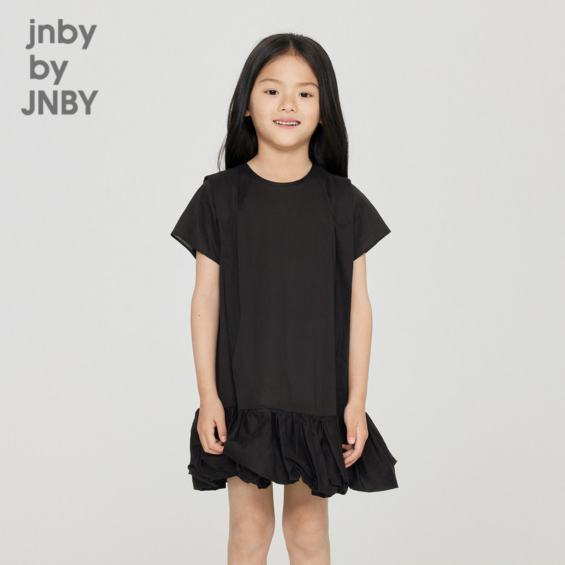 江南布衣童装短袖圆领连衣裙薄款花苞下摆女童儿童裙子jnbybyj