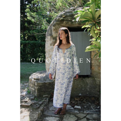 亚麻du家印花调节波嬉度假连衣裙