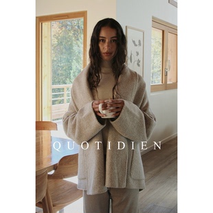 QUOTIDIEN｜白松露｜重磅Llama骆马绒双面呢柔暖静奢浴袍短款 大衣