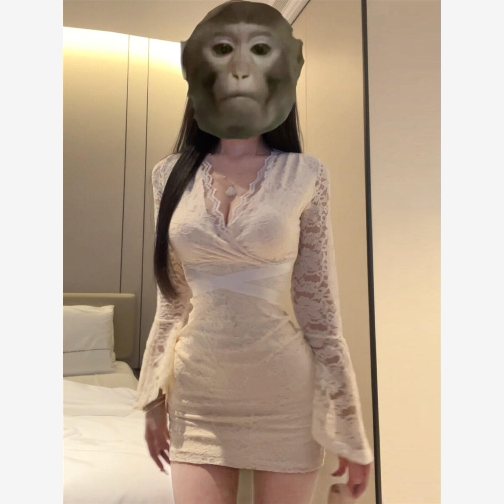 气质辣妹修身性感纯欲蕾丝连衣裙子女早秋2025新款内搭打底包臀裙